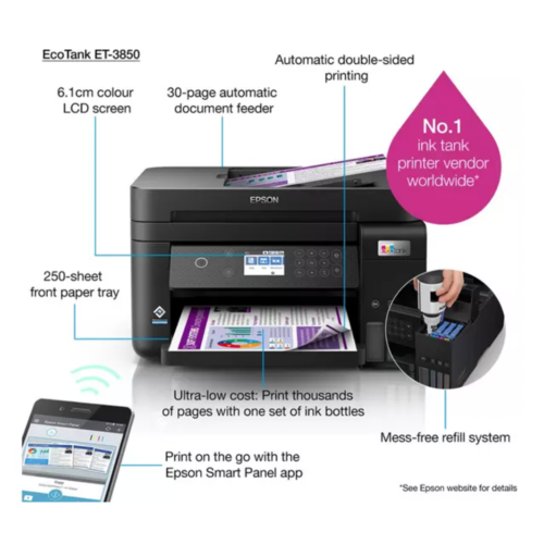 EPSON EcoTank ET3850 AllinOne Wireless Inkjet Printer Rev Comps