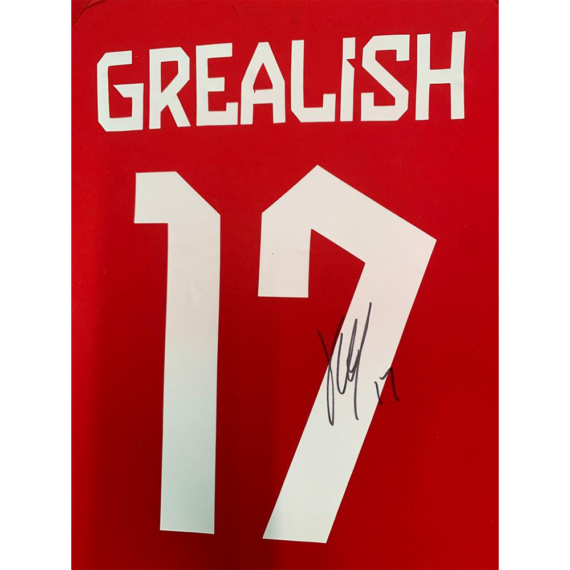 Signed Mounted And Framed Grealish England Shirt Rev Comps 7865